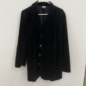 J Jill Jacket Womens Medium Black Corduroy Cotton Button Up Long Sleeves